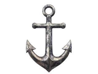 a metal anchor on a white background