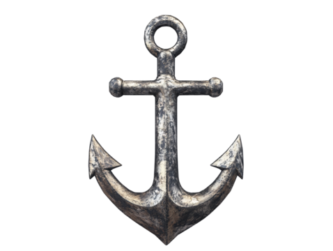 a metal anchor on a white background