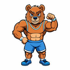 A ferocious bear athlete posing art vector illustration