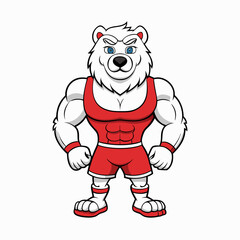 A ferocious bear athlete posing art vector illustration
