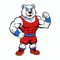 A ferocious bear athlete posing art vector illustration