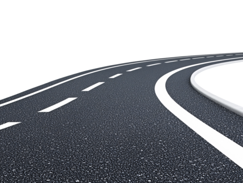 a road with a curved road