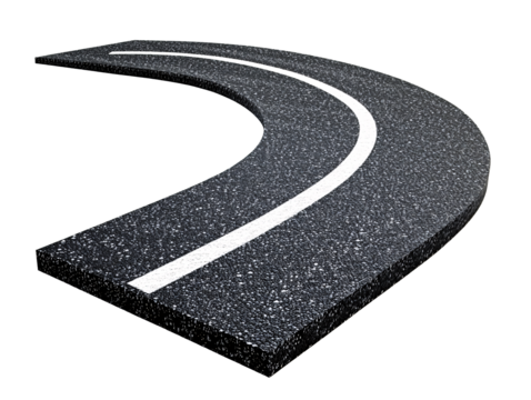 a black road with white lines