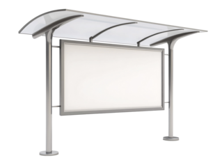 a white sign with a glass roof