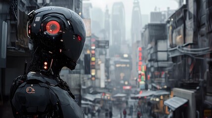 Fototapeta premium ダークグレーのサイバーロボット