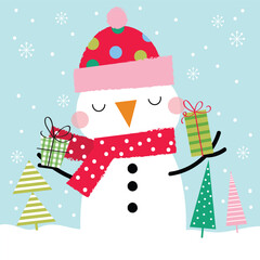 christmas card with snowman design
