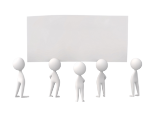 a group of cartoon characters holding a sign