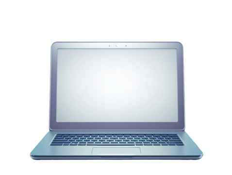 a laptop with a blank screen