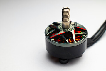 Brushless motor for installation on homemade fpv drone. Components for assembling quadcopters