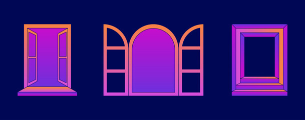 Vector retro futuristic neo grunge elements for print and graphic designs, abstract shapes y2k, figures, wireframe, flames, tattoo gothic style, stickers, stars, hearts and logo templates