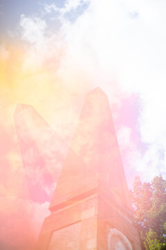monuments and sunset in the city