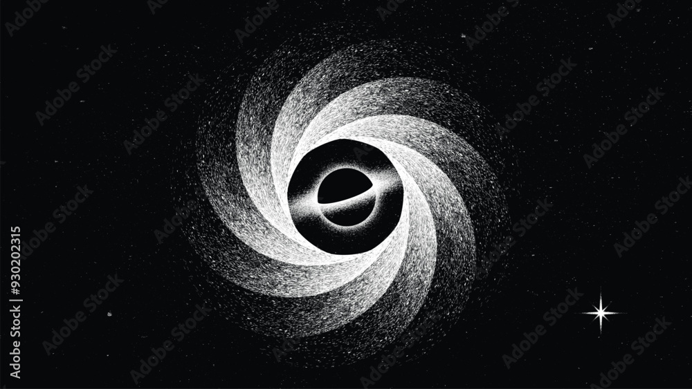 Wall mural stars and exoplanet in outer space with black hole and artificial loop. futuristic landscape, with n