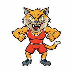 A ferocious cat athlete posing art vector illustration