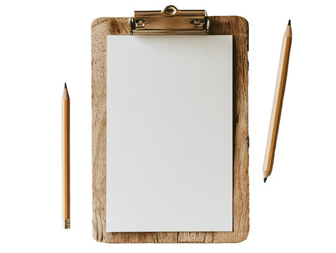a clipboard with a piece of paper and pencils