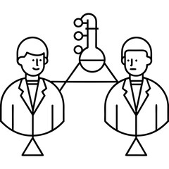 Knowledge transfer between medical labs line art vector