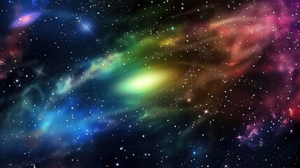Colorful Cosmic Nebula with Star-filled Galaxy Space Background