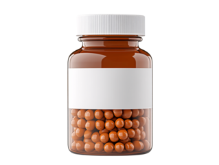 a bottle of brown pills