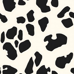 Black and white, flat illustration of a cow spots pattern