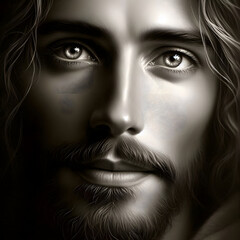 Fototapeta premium Jesus divine face portrait