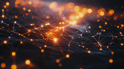 Fototapeta premium Abstract business connection of lines from nodes It is connected to endless nodes and represents the innovation of communication in the network.