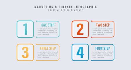 Business infographic template. 4 Step timeline journey. Process diagram, 4 options on white background, Infograph elements vector illustration