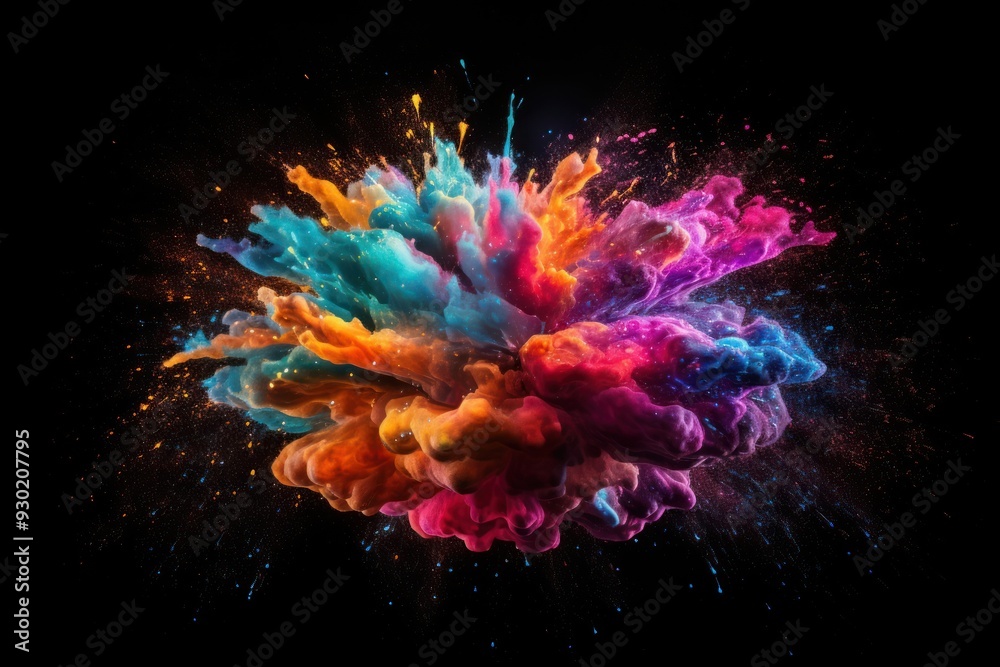 Poster explosion fireworks nebula black background.