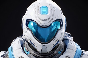 Armored humanoid robot with a white helmet symbolizing the advanced protective capabilities of AI and robotics in high risk environments