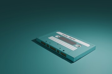 3d render of audio cassette with negative space for copy