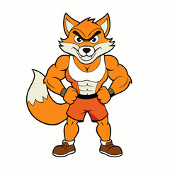 A ferocious fox athlete posing art vector illustration