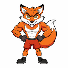 A ferocious fox athlete posing art vector illustration