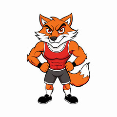 A ferocious fox athlete posing art vector illustration
