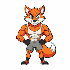 A ferocious fox athlete posing art vector illustration