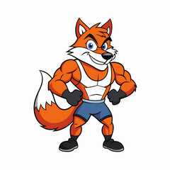 A ferocious fox athlete posing art vector illustration