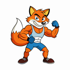 A ferocious fox athlete posing art vector illustration
