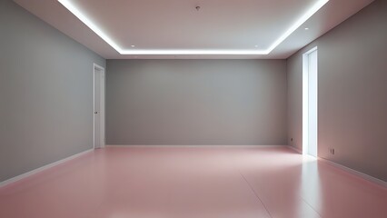 Obraz premium Empty room with pink floor and grey walls, perfect for design and decoration.
