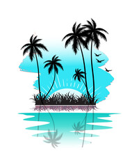 Tropical island landscape, beautiful paradise sea beach