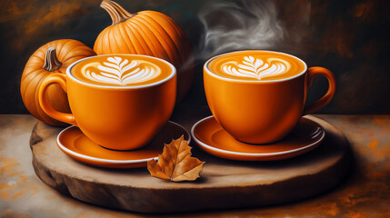 Obraz premium Pumpkin Macchiato Latte Coffe