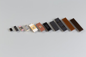 Different integrated circuits in plastic and ceramic DIP packages