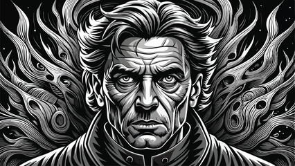 portrait cover art, vector art