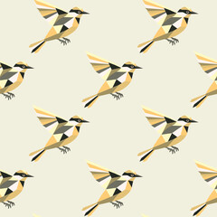 Abstract geometric vector illustration of a flying bird, seamless pattern