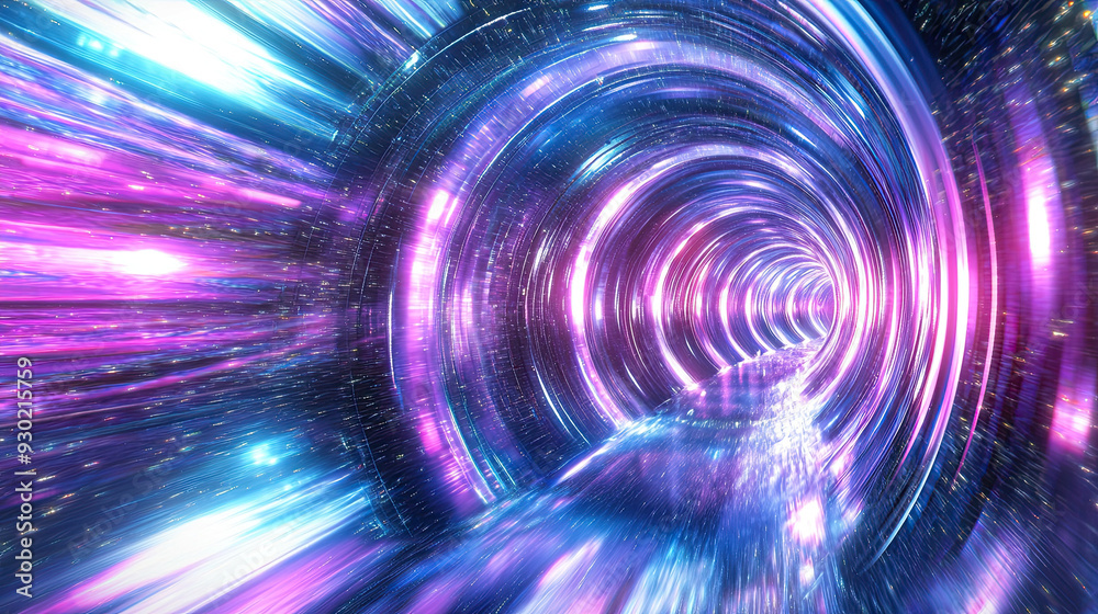 Canvas Prints cosmic wormhole - space travel concept, funnel-shaped tunnel connecting universes, 3d rendering, int