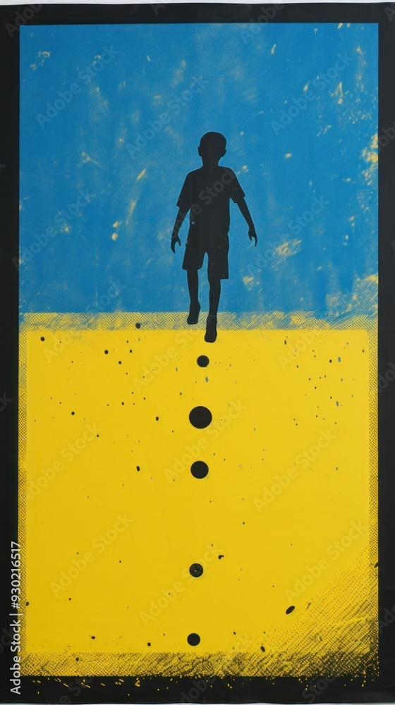 Canvas Prints Kids silhouette painting yellow.