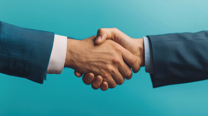 Close-up of a firm handshake between two individuals symbolizing agreement, partnership, or mutual respect in a professional setting.