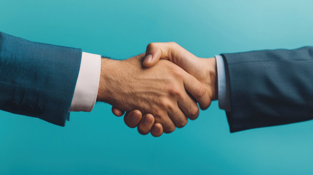 Close-up of a firm handshake between two individuals symbolizing agreement, partnership, or mutual respect in a professional setting.