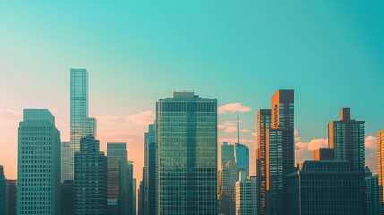 Fototapeta premium Urban Skyline at Sunset