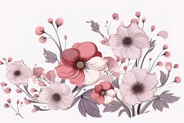 Watercolor arrangement with flowers and leaves isolated on a white background. Trendy delicate light blush of a rose. Perfect for greeting cards, wedding stationary, fashion and decorations.