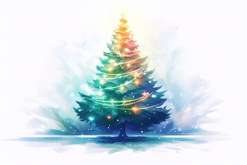 Watercolor painting of a christmas tree. Christmas tree