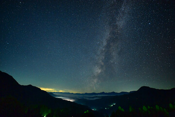 北アルプスと星空