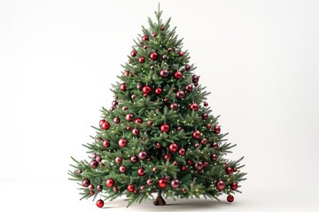 Fototapeta premium Christmas Trees Decorated with Red Ornaments