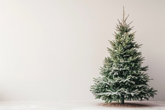Snow-Dusted Christmas Trees in Minimalist Setting